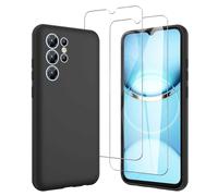 JDXHFF Funda Compatible con Oukitel C1 / Oukitel C1 Pro (6.52") con 2 Piezas Vidrio Templado Protector de Pantalla Película Protectora - Negro Carcasa Silicona TPU Suave Caso Case Black