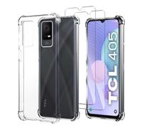 JDXHFF Funda Compatible con TCL 405 / TCL 406 / TCL 408 / TCL 406S (6.6") Transparente con 2 Piezas Vidrio Templado Película Protectora - Carcasa Silicona TPU Suave Caso Case Clear Cover