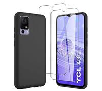JDXHFF Funda Compatible con TCL 40R 5G (6.6") con 2 Piezas Vidrio Templado Protector de Pantalla Película Protectora - Negro Carcasa Silicona TPU Suave Caso Case Black