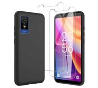 JDXHFF Funda Compatible con TCL 501 (6.0") con 2 Piezas Vidrio Templado Protector de Pantalla Película Protectora - Negro Carcasa Silicona TPU Suave Caso Case Black