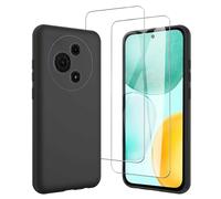 JDXHFF Funda Compatible con TCL 605 / TCL 60 SE (6.67") con 2 Piezas Vidrio Templado Protector de Pantalla Película Protectora - Negro Carcasa Silicona TPU Suave Caso Case Black