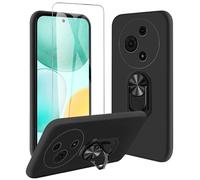 JDXHFF Funda Compatible con TCL 605 / TCL 60 SE (6.67") Negro con 360 ° Soporte Giratorio con Vidrio Templado Película Protectora - Carcasa Silicona TPU Suave Caso Case Black