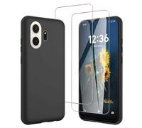 JDXHFF Funda Compatible con TCL NXTpaper 70 Pro 5G (6.9") con 2 Piezas Vidrio Templado Protector de Pantalla Película Protectora - Negro Carcasa Silicona TPU Suave Caso Case Black