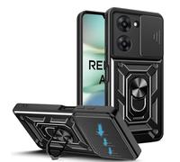 JDXHFF Funda Compatible con Xiaomi Poco C71 (6.88") PC Dura y Suave TPU Carcasa Silicone con Giratorio de 360° Soporte Cubierta Case Negro