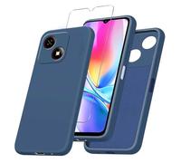 JDXHFF Funda Compatible con ZTE Blade A35E (6.52") con 1 Piezas Vidrio Templado Protector de Pantalla Película Protectora - Azul Carcasa Silicona TPU Suave Caso Case Blue