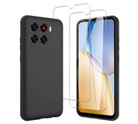 JDXHFF Funda Compatible con ZTE Blade A56 (6.75") con 2 Piezas Vidrio Templado Protector de Pantalla Película Protectora - Negro Carcasa Silicona TPU Suave Caso Case Black