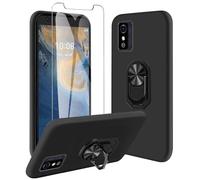 JDXHFF Funda Compatible con ZTE Blade L9 (5.0") Negro con 360 ° Soporte Giratorio con Vidrio Templado Película Protectora - Carcasa Silicona TPU Suave Caso Case Black
