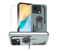 JDXHFF Funda Compatible con ZTE Blade V50 Vita (6.75") con 1 Piezas Vidrio Templado Protector de Pantalla - PC Dura y Suave TPU Carcasa Silicone con Giratorio de 360° Soporte Cubierta Case Verde