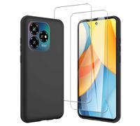 JDXHFF Funda Compatible con ZTE Blade V60 Vita (6.6") con 2 Piezas Vidrio Templado Protector de Pantalla Película Protectora - Negro Carcasa Silicona TPU Suave Caso Case Black