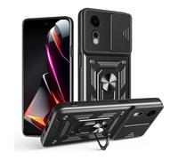 JDXHFF Funda Compatible con ZTE Nubia Neo 2 (6.72") PC Dura y Suave TPU Carcasa Silicone con Giratorio de 360° Soporte Cubierta Case Negro