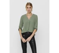 JDY Blusa con manga 3/4 y cuello de pico. Color Verde