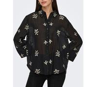 jdy Camisa de mujer de manga larga y ancha. Negro 38/M