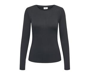 JDY Camiseta Ajustada de Manga Larga Cuello Redondo Elegante Esencial, Color:Negro, Talla:M