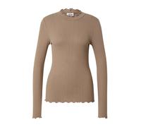 Mujer Delgado Manga Camiseta Básica Cuello Alto Sudadera Elástica JDYFRANSISKA, Color:Marrón, Talla:XXS