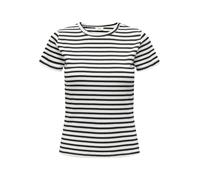 Camiseta a Rayas básica para Mujer Cuello Redondo Top de Moda JDYSOLAR., Color:Blanco-2, Talla:M