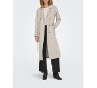 jdy Gabardina de mujer larga con cuello solapa y cinturón. Gris 38 (M)