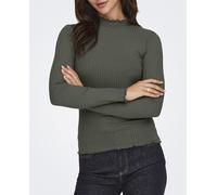 jdy jdy - Jersey de mujer cuello alto canalé. Verde oscuro Talla 38