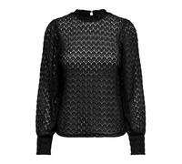 JDY Blusa de Mujer Cuello Alto Botones Detalles de Encaje Manga Larga, Color:Negro-2, Talla:XL