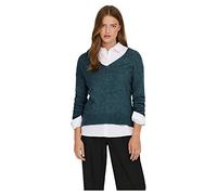 JdY JDYELANORA L/S V-Neck PULLO. KNT Noos suéter de Punto, Atlantic Deep/Detail:Melange, S para Mujer