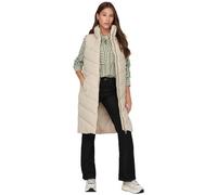 JdY JDYFINNO Long Padded Waistcoat New Noos Chaleco Moonbeam/Detalle: Cremallera Dorada Clara, XS, Moonbeam/Detalles: Cremallera Dorada Ligera, XS