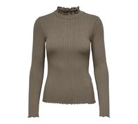 Mujer Delgado Manga Camiseta Básica Cuello Alto Sudadera Elástica JDYFRANSISKA, Color:Marrón, Talla:XS