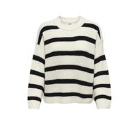 JdY JDYJUSTY L/S Stripe Pullover KNT Noos, Suéter pulóver Mujer, Eggnog/Stripes:Black,