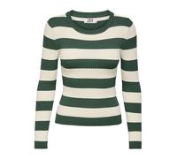 JdY JDYPLUM L/S O-Neck Pullover KNT Noos, Suéter Tejido Mujer, Trekking Green/Stripes:W Eggnog Stripes,