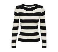 JdY JDYPLUM L/S O-Neck Stripe Pull. KNT Noos, Suéter Tejido Mujer, Black/Stripes:W Eggnog Stripes,