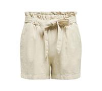 JdY JDYSAY MW Linen Shorts WVN Noos, Pantalones Cortos Mujer, Oatmeal/Detail:Melange,