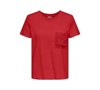 JdY Jdyselma S/S Crochet Pocket Top JRS, Rojo Marte, S