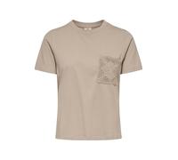 JdY Jdyselma Selma S/S Crochet Pocket Top Jrs, Chateau Gray, L Mujeres