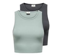 JdY Jdysofia S/L Crop Tank Top 2-Pack Jrs Camiseta de Tirantes Anchos, Verde Chino, M (Pack de 2) Mujeres
