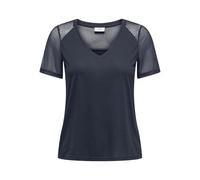 JdY Jdystinne Stinne S/S Stripe Mesh Top Jrs, Negro (Total Eclipse), S Mujeres
