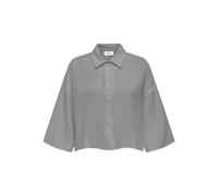 JdY Jdytheis Life Crop Shirt Wvn Noos Corte Regular con Cuello Camisa Y Mangas 3/4, Gris Formal, S Mujeres
