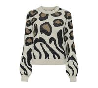 JdY Lorraine Animal L/S Jersey KNT Noos, Cement/Detalles: Mezcla de Bolas de Malta, XS