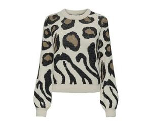 JdY Lorraine Animal L/S Jersey Knt Noos Punto, Cement/Detalles: Mezcla de Bolas de Malta, XXL para Mujer