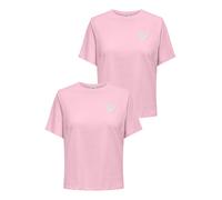 JDY Pack de 2 Camisetas de Diseño con Bordado de Felpa en el Pecho Manga Corta