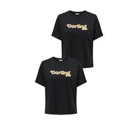 JDY Pack de 2 Camisetas de Diseño con Bordado de Felpa en el Pecho Manga Corta