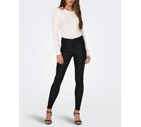 jdy Pantalón de mujer largo encerado pitillo y cintura regular. Negro 40 (L)