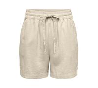 JdY Pantalones Cortos de Mujer de Cintura Alta, Corte Holgado, Cintura elástica, con cordón, Bolsillos Laterales, Oatmeal/Detalle: Melange, XL