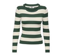 JdY Plum L/S O-Neck Jersey Knt Noos Punto, Trekking Green/Stripes:w Eggnog Stripes, M para Mujer