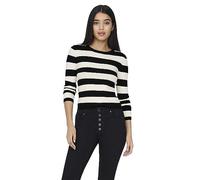 JdY Plum L/S O-Neck Pull. Knt Noos Jersey de Punto, Black/Stripes:w Eggnog Stripes, S para Mujer