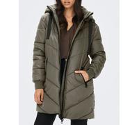 jdy Plumífero de mujer largo con capucha. Verde oscuro 40 (L)