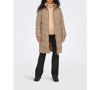 jdy Plumífero de mujer largo con cuello subido. Topo 42 (XL)