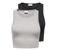 JdY Sofia S/L Crop Tank Top 2-Pack JRS, Gris Formal, S