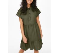 jdy Vestido camisero corto de corte holgado con volantes. Verde 38