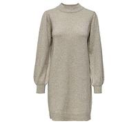 JDY Vestido de Punto Suelto de Mujer Cuello Alto Mangas voluminosas Cortas, Color:Gris-3, Talla:S