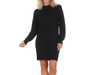 JDY Vestido de Punto Suelto de Mujer Cuello Alto Mangas voluminosas Cortas, Color:Negro-2, Talla:XS