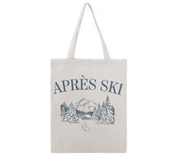 JDYANSHENG Apres - Bolsa de lona con estampado de escena de montaña de esquí, perfecta para picnic al aire libre, fiesta, compras, viajes, asas resistentes, regalo inspirado 38 x 46 cm