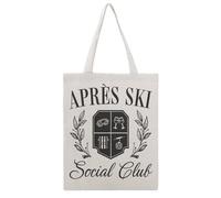JDYANSHENG Apres Ski Social Club Emblem Bolsa de lona perfecta para picnic al aire libre, fiesta, compras, viajes, asas resistentes, regalo inspirado 38 x 46 cm